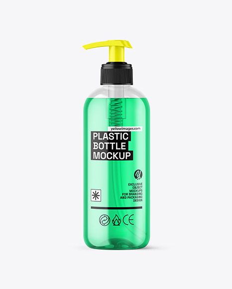Color Liquid Cosmetic Bottle with Pump Mockup