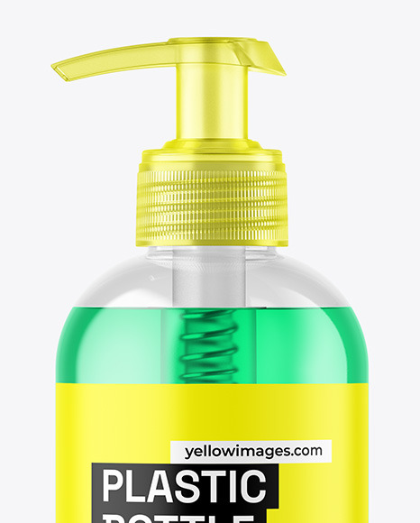 Color Liquid Cosmetic Bottle with Pump Mockup