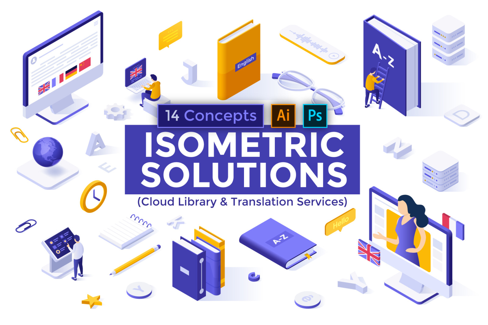 14 Isometric Templates. Cloud Library & Translation Services 14 Isometric Templates. Cloud Library & Translation Services