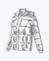 Metallic Women's Down Jacket Mockup - Half Side View