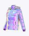 Metallic Women's Down Jacket Mockup - Half Side View