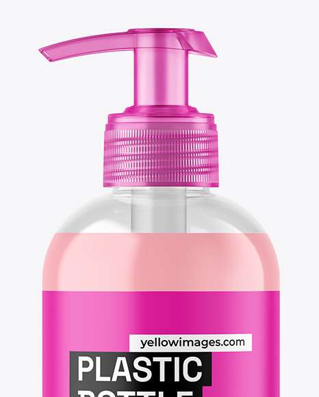 Clear Liquid Soap Cosmetic Bottle with Pump Mockup