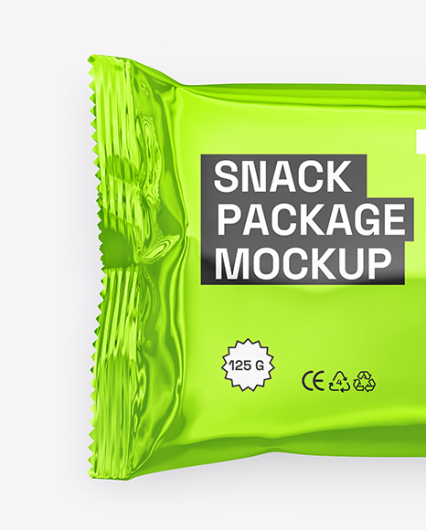 Glossy Metallic Snack Package Mockup