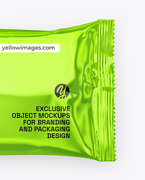 Glossy Metallic Snack Package Mockup