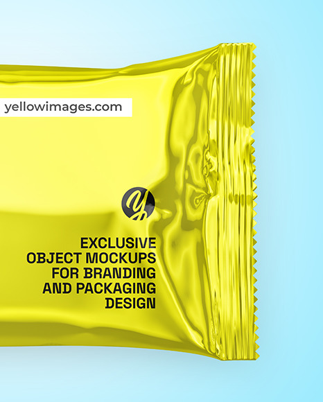 Glossy Metallic Snack Package Mockup