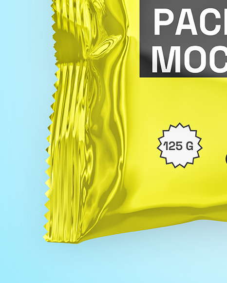 Glossy Metallic Snack Package Mockup