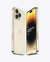 Two iPhone 14 Pro Max Gold Mockup