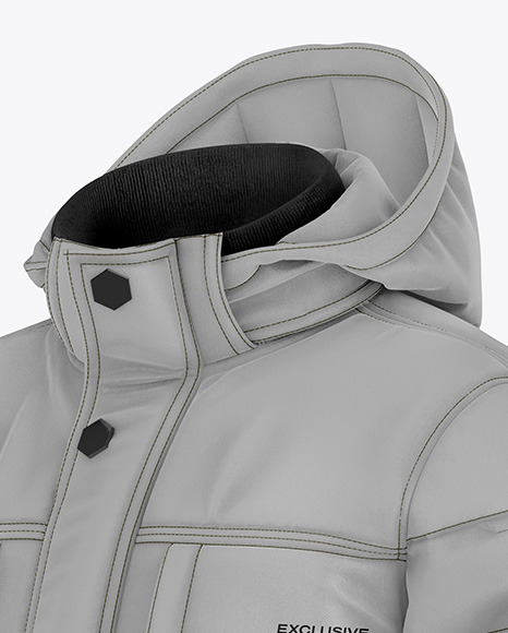 Men's Parka Jacket Mockup - Half Side View