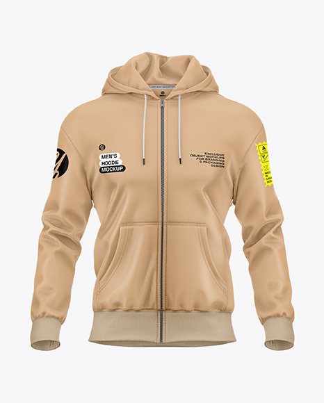 Men's Full-Zip Hoodie Mockup - Front View