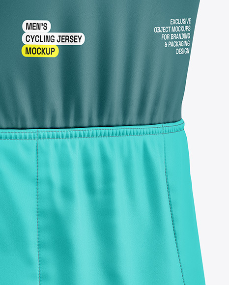 Men's Short Sleeve Cycling Jersey Mockup - Back Half Side View