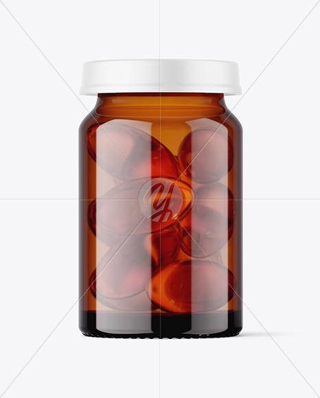 Amber Glass Pills Jar Mockup