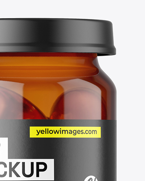 Amber Glass Pills Jar Mockup