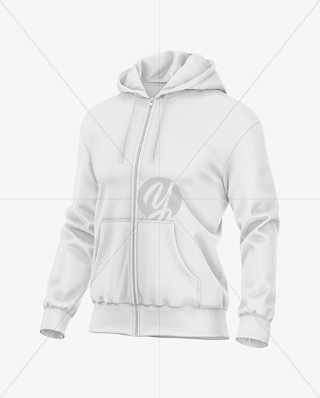 Men's Full-Zip Hoodie Mockup - Half Side View