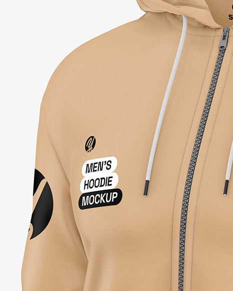 Men's Full-Zip Hoodie Mockup - Half Side View