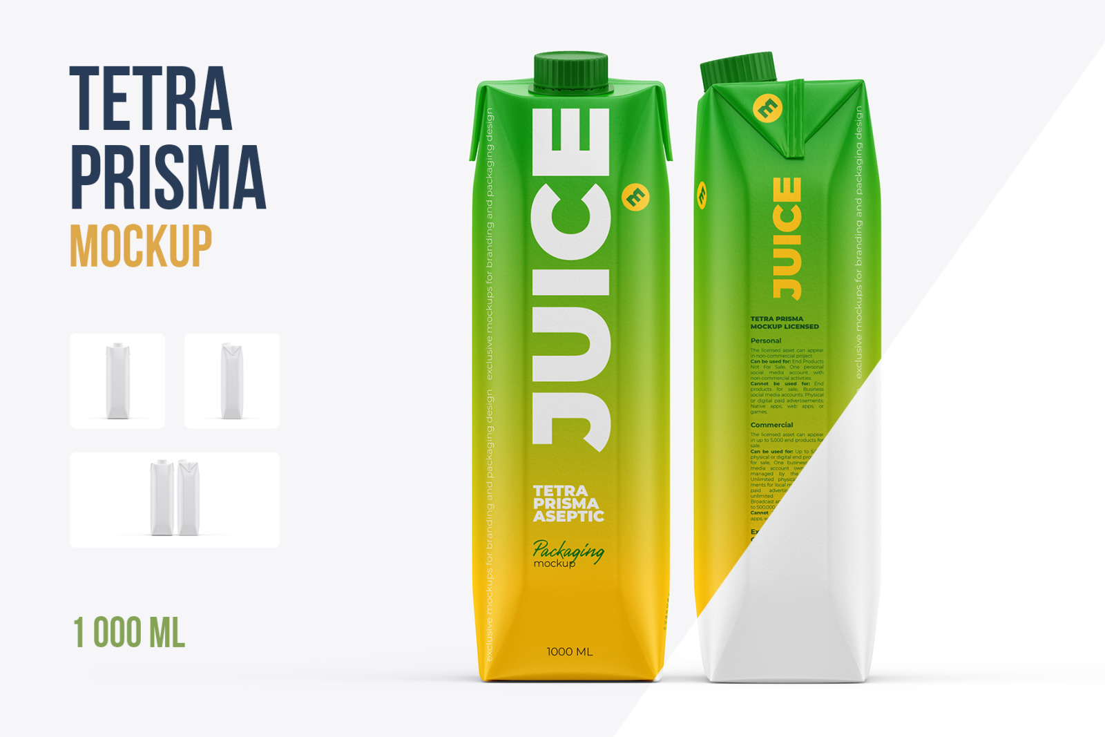 Juice Mockup. Tetra Prisma Aseptic 1000ml