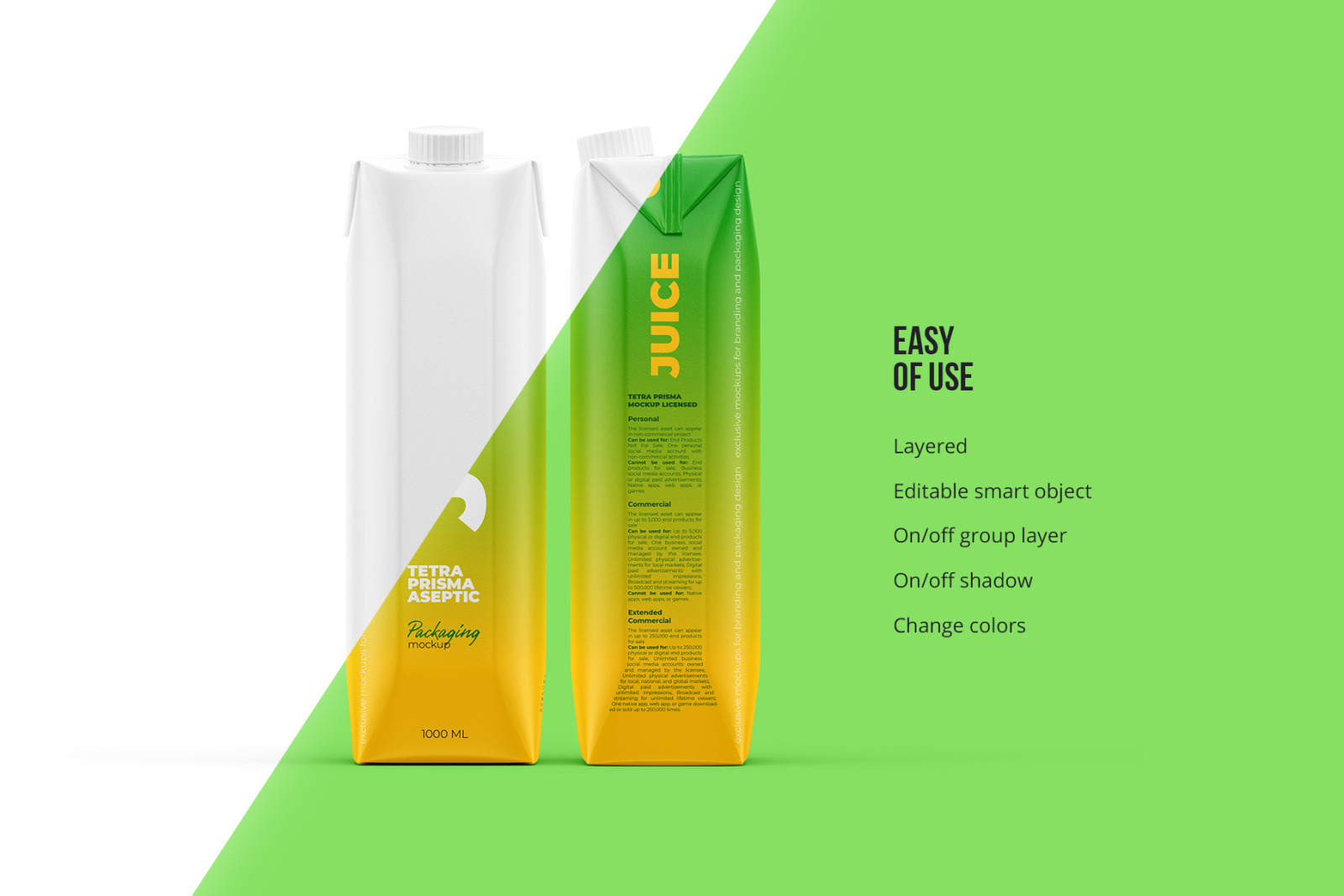 Juice Mockup. Tetra Prisma Aseptic 1000ml