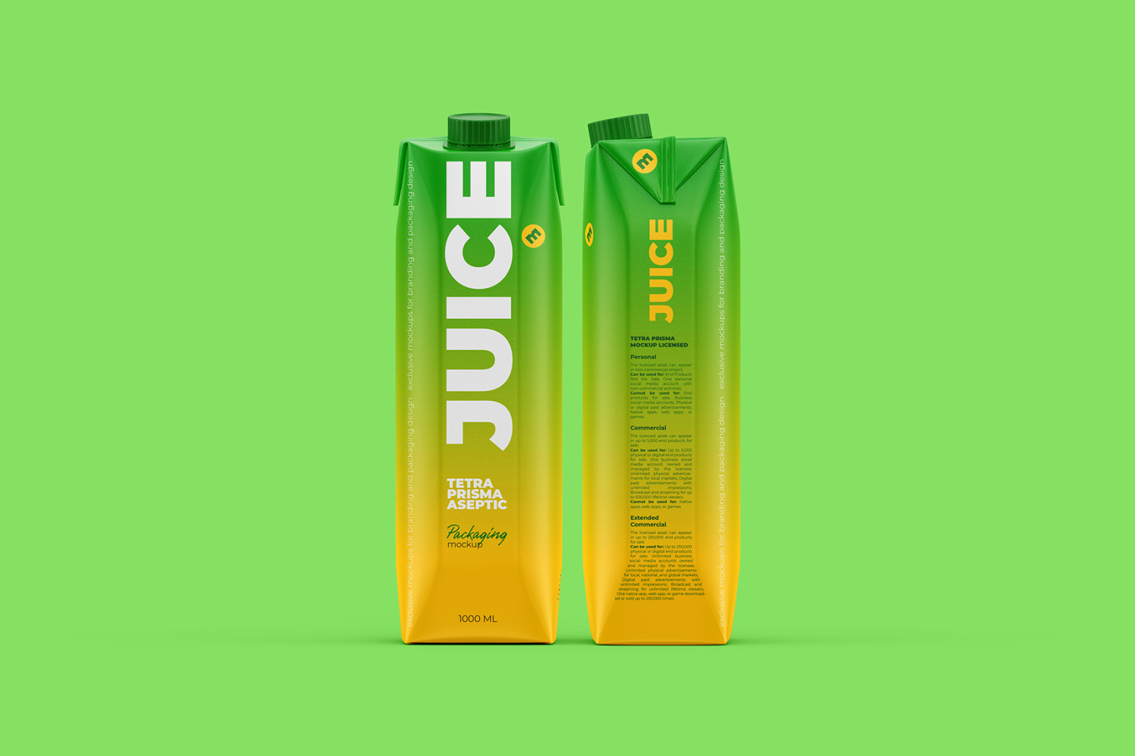 Juice Mockup. Tetra Prisma Aseptic 1000ml