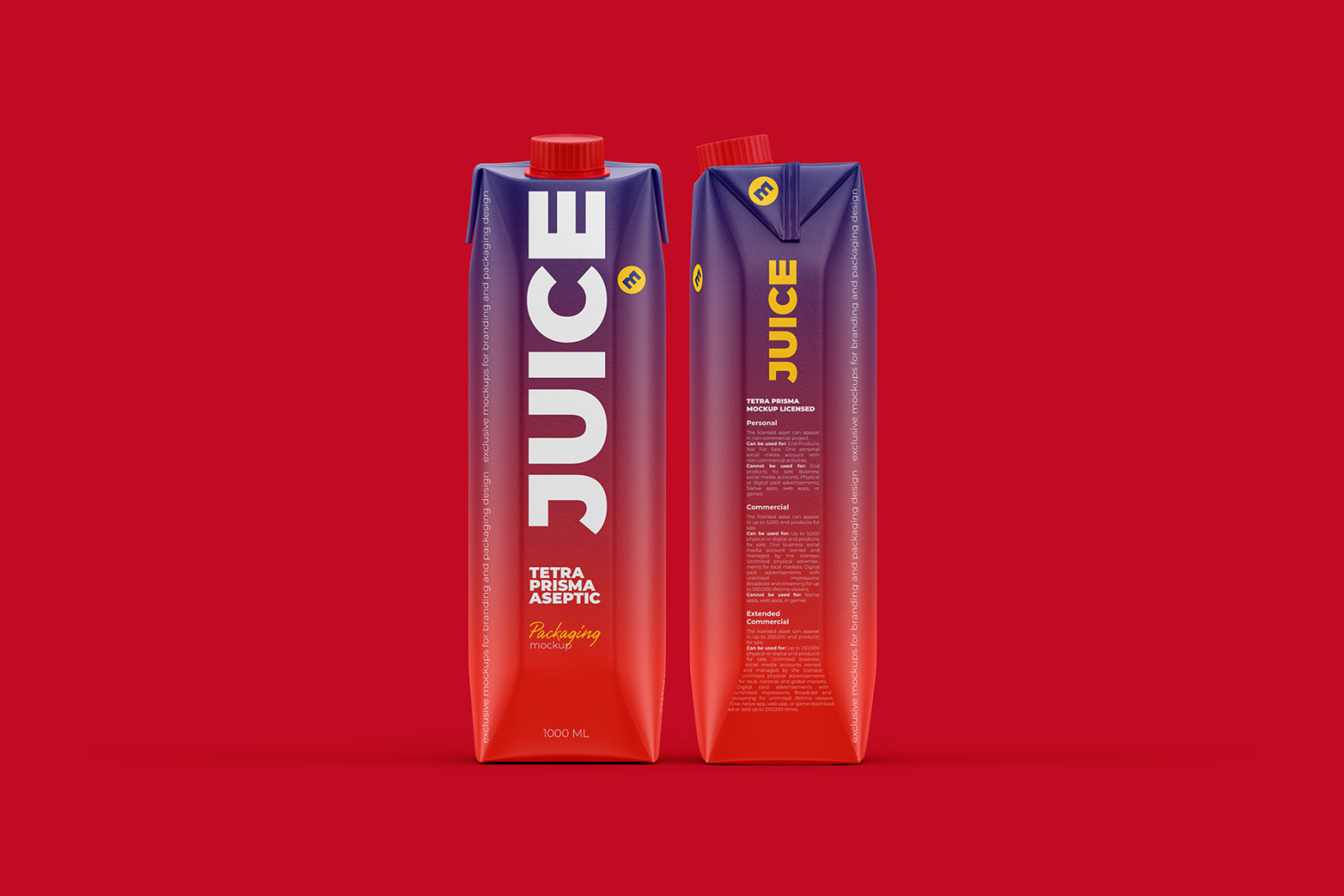 Juice Mockup. Tetra Prisma Aseptic 1000ml