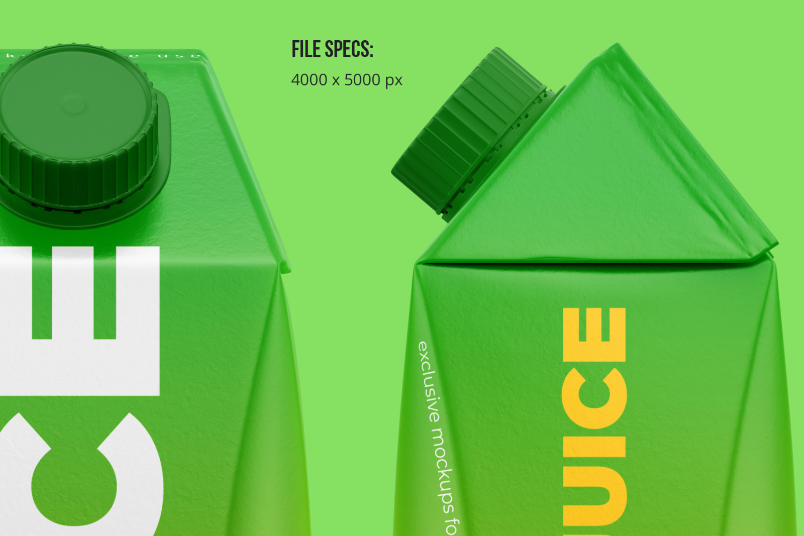 Tetra Gemina Leaf 1000ml Juice Mockup Front and Side view Tetra Gemina Leaf 1000ml Juice Mockup Front and Side view