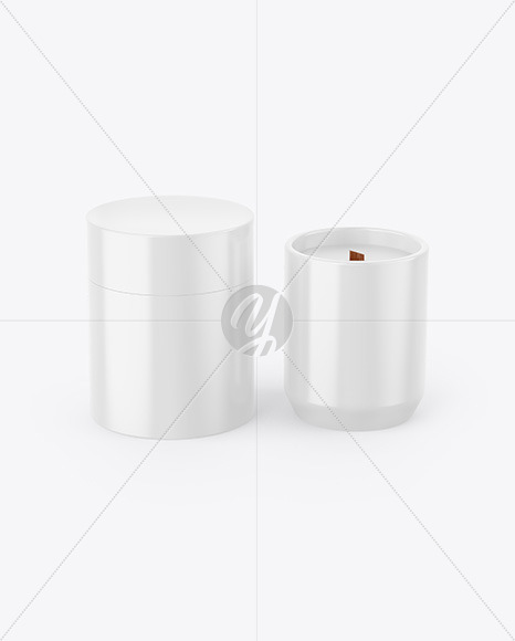 Glossy Tube W/ Glossy Candle Mockup