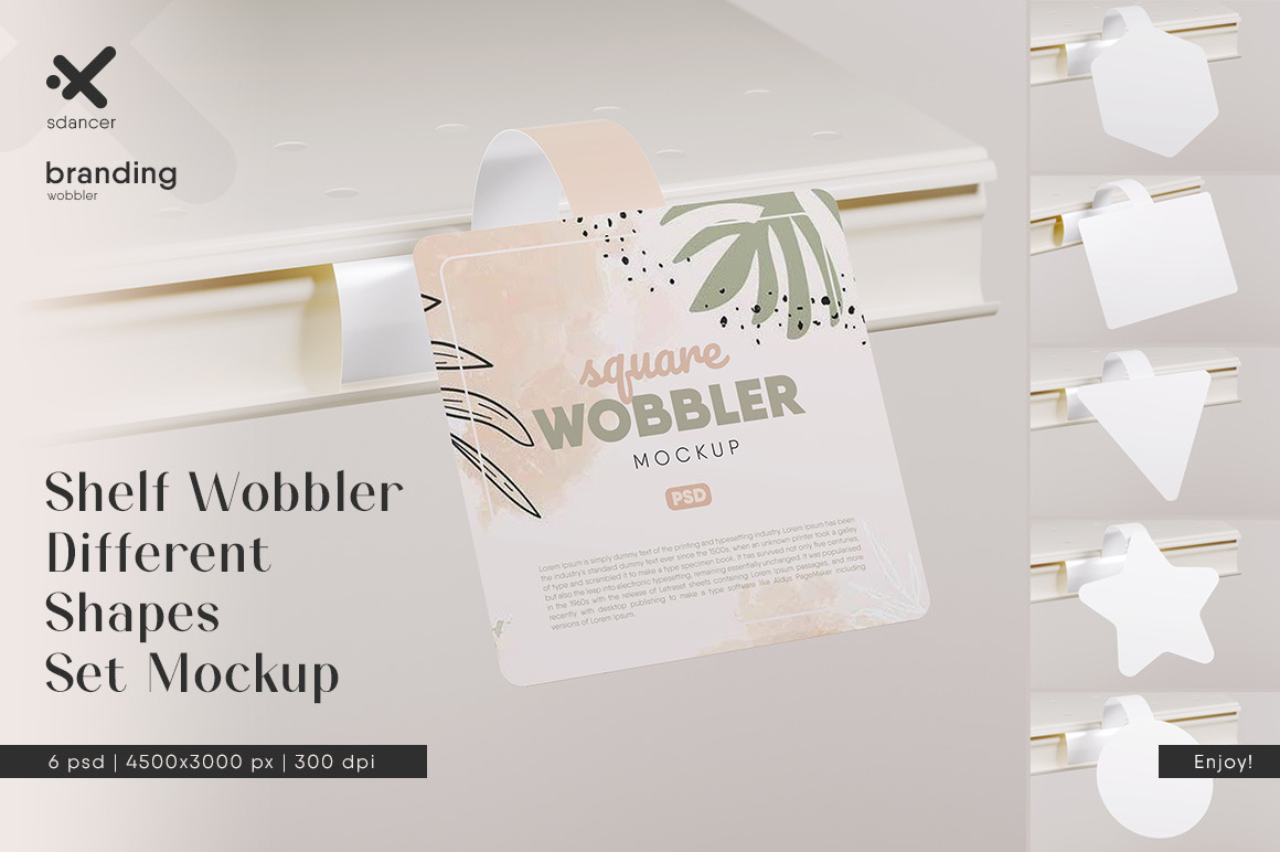 Advertising Shelf Wobbler Different Shapes Set Mockup