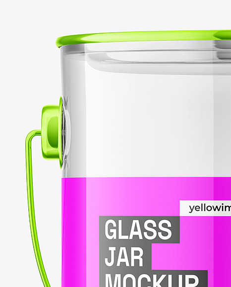 Empty Clear Glass Jar w/ Metal Handle Mockup