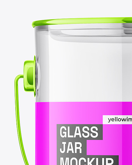 Empty Clear Glass Jar w/ Metal Handle Mockup