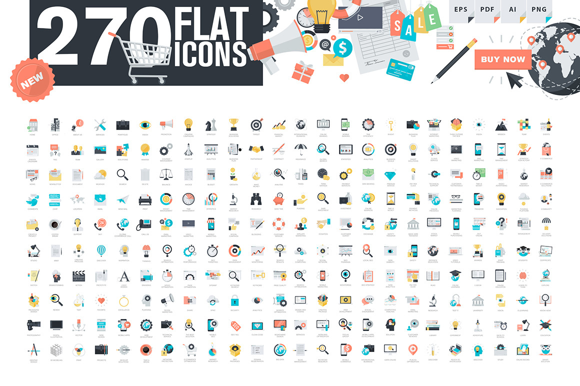 Modern Flat Design Style Icons