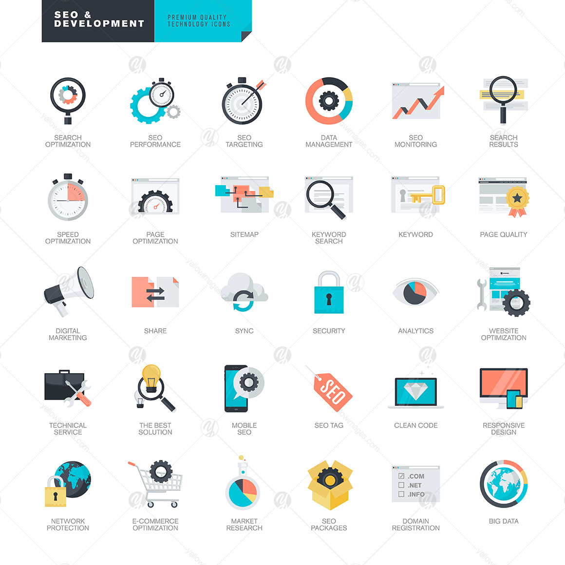 Modern Flat Design Style Icons