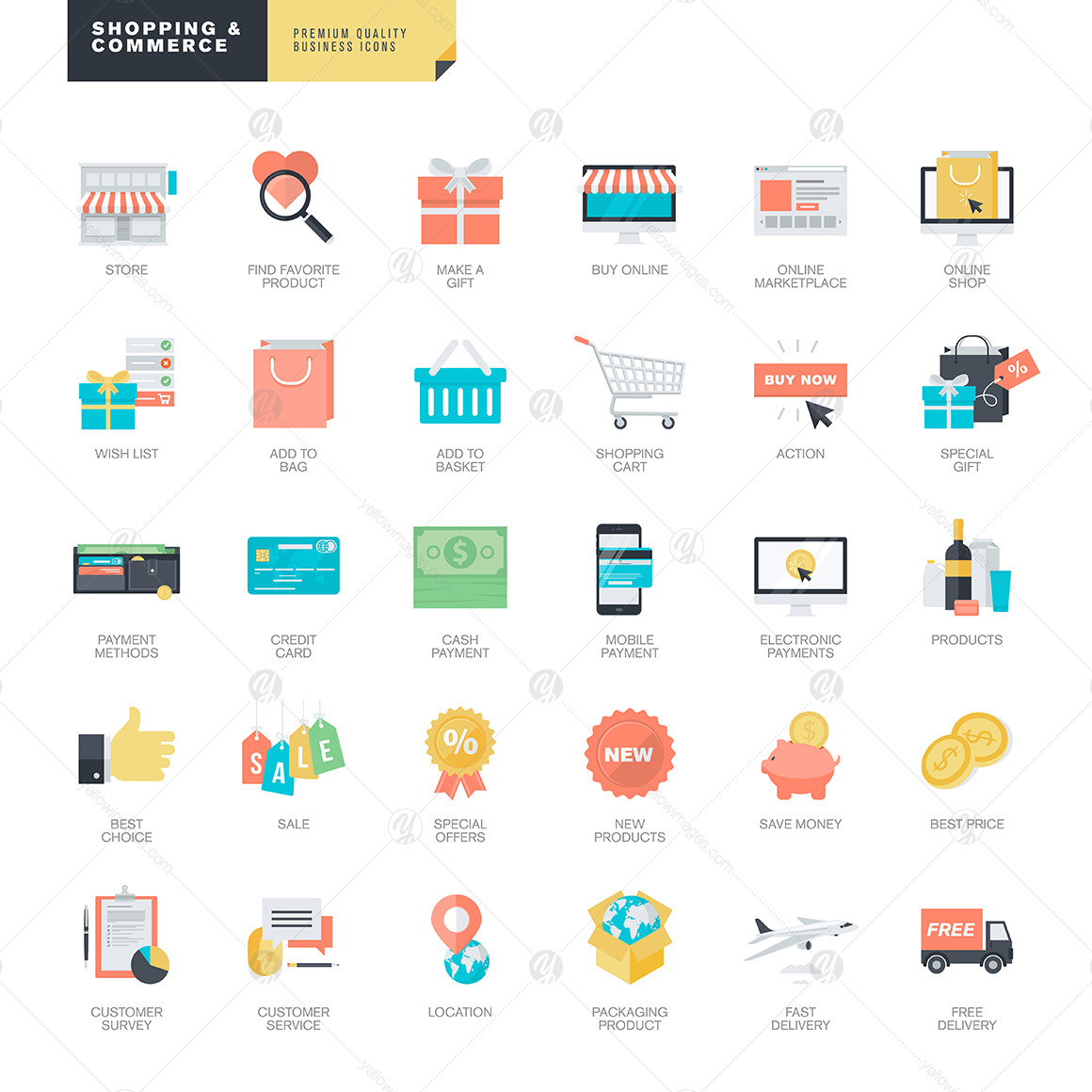 Modern Flat Design Style Icons