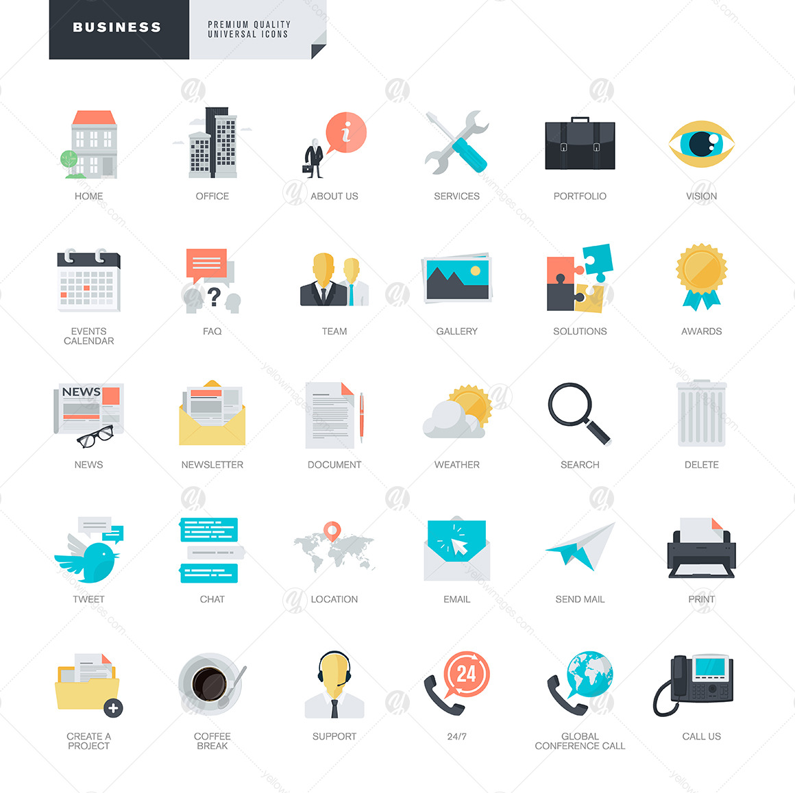 Modern Flat Design Style Icons