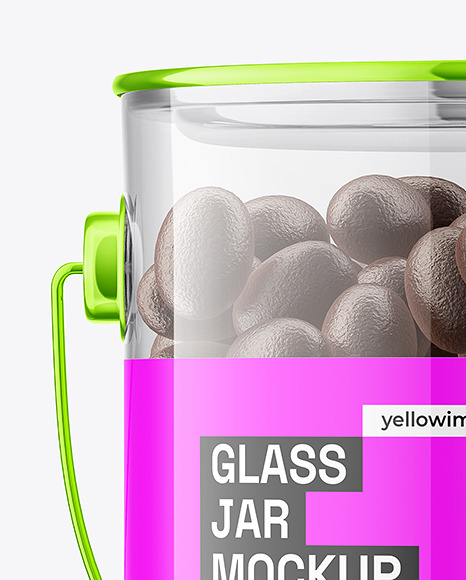 Glass Jar w/ Metal Handle and Chocolate Sweets Mockup