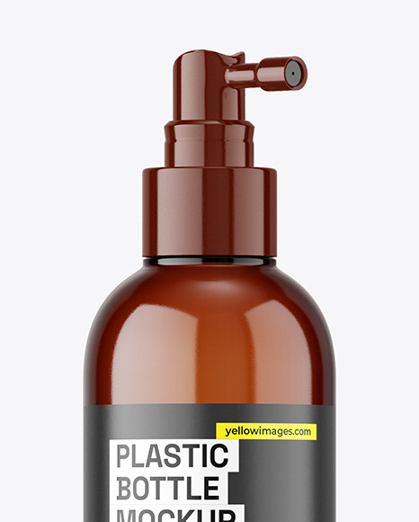 Amber Plastic Bottle w\ Pump Mockup