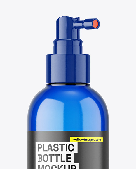 Blue Plastic Bottle w\ Pump Mockup