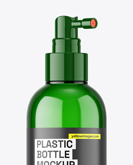 Green Plastic Bottle w\ Pump Mockup