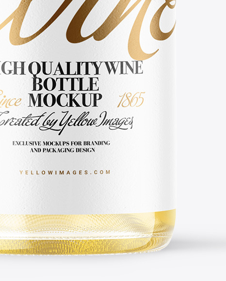 Clear Glass White Wine Bottle Mockup