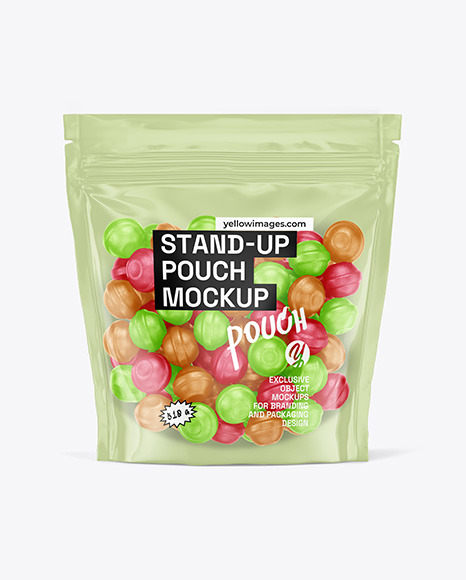 Stand-up Pouch with Gummies Mockup