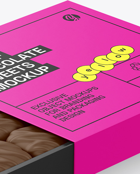 Opened Paper Box of Chocolate Sweets Mockup