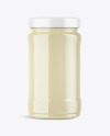 Clear Glass Jar with Mayonnaise Sauce Mockup