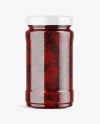 Clear Glass Jar with Strawberry Jam Mockup