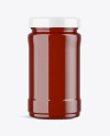 Clear Glass Jar with Red Sauce Mockup