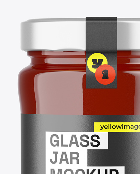 Clear Glass Jar with Red Sauce Mockup