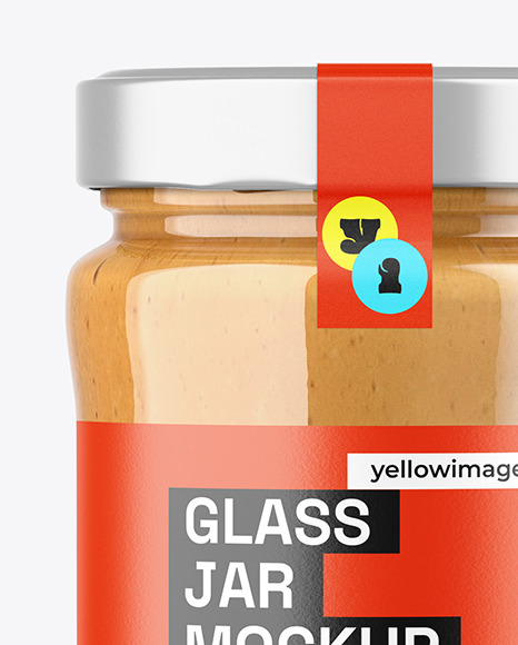 Clear Glass Jar with Peanut Butter Mockup