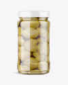 Clear Glass Jar with Champignons Mockup