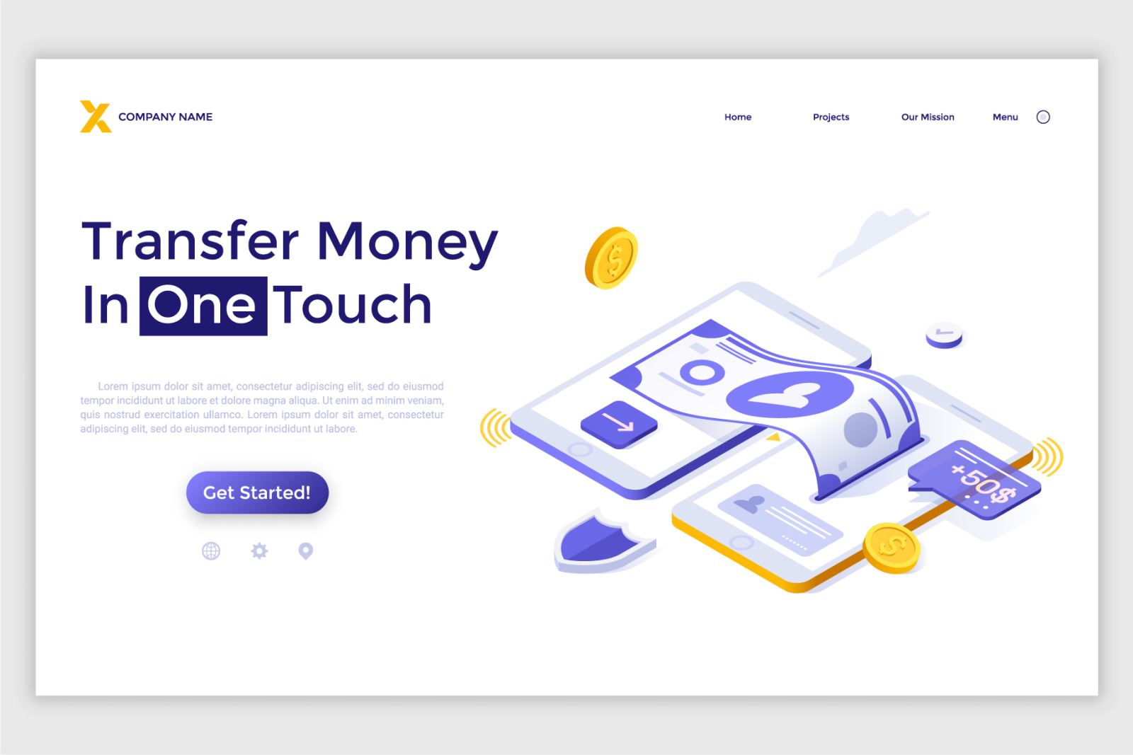 9 Isometric Templates. Money Transfer &amp; E-Payments