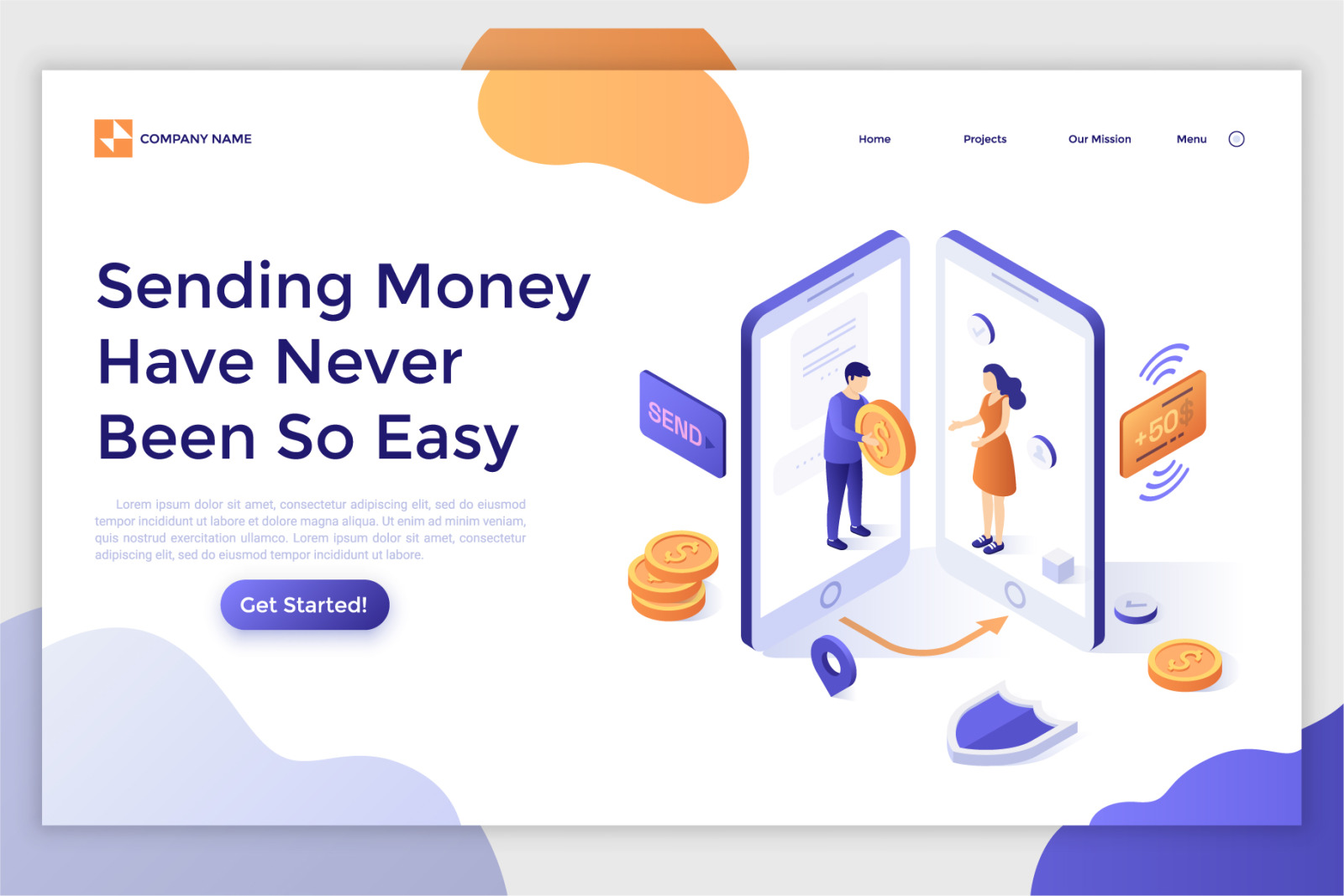 9 Isometric Templates. Money Transfer &amp; E-Payments