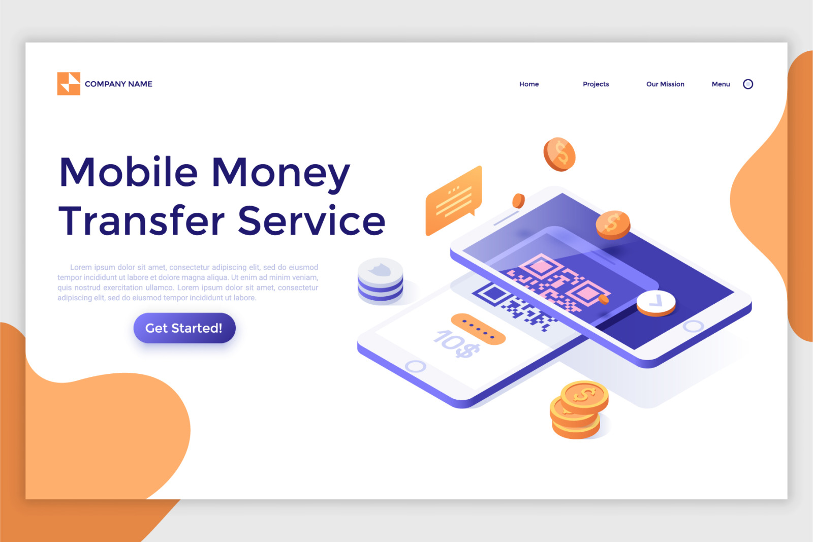 9 Isometric Templates. Money Transfer &amp; E-Payments