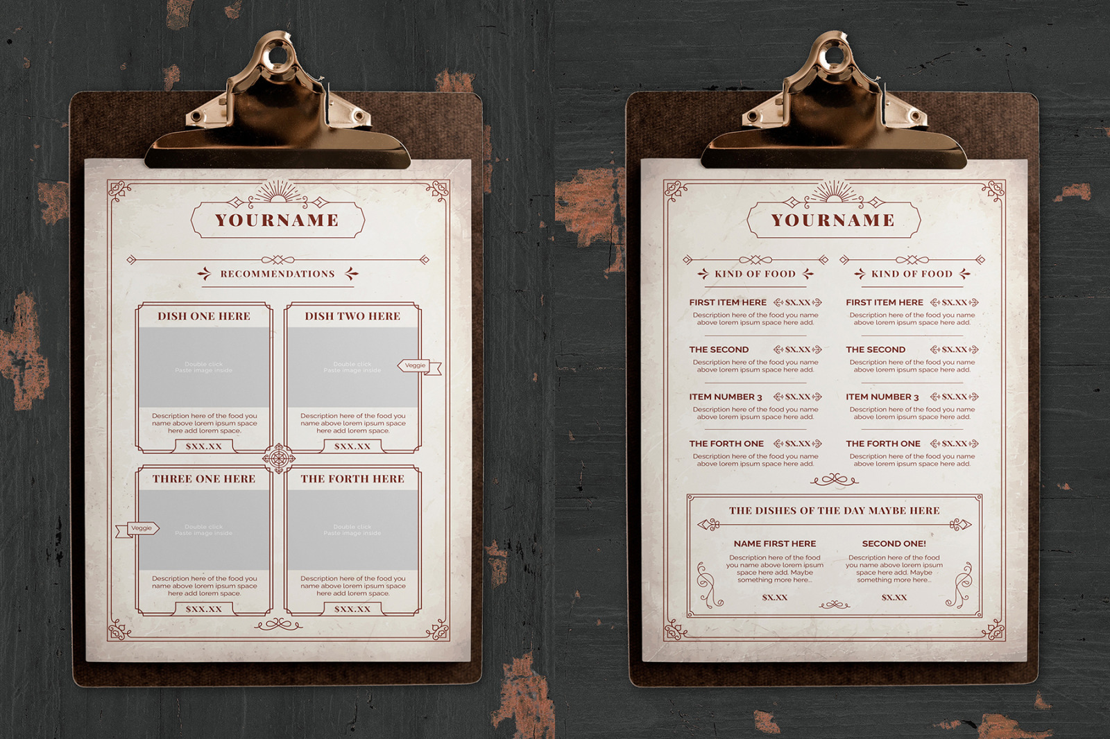 Vintage Bodegon Food Menu Stationery