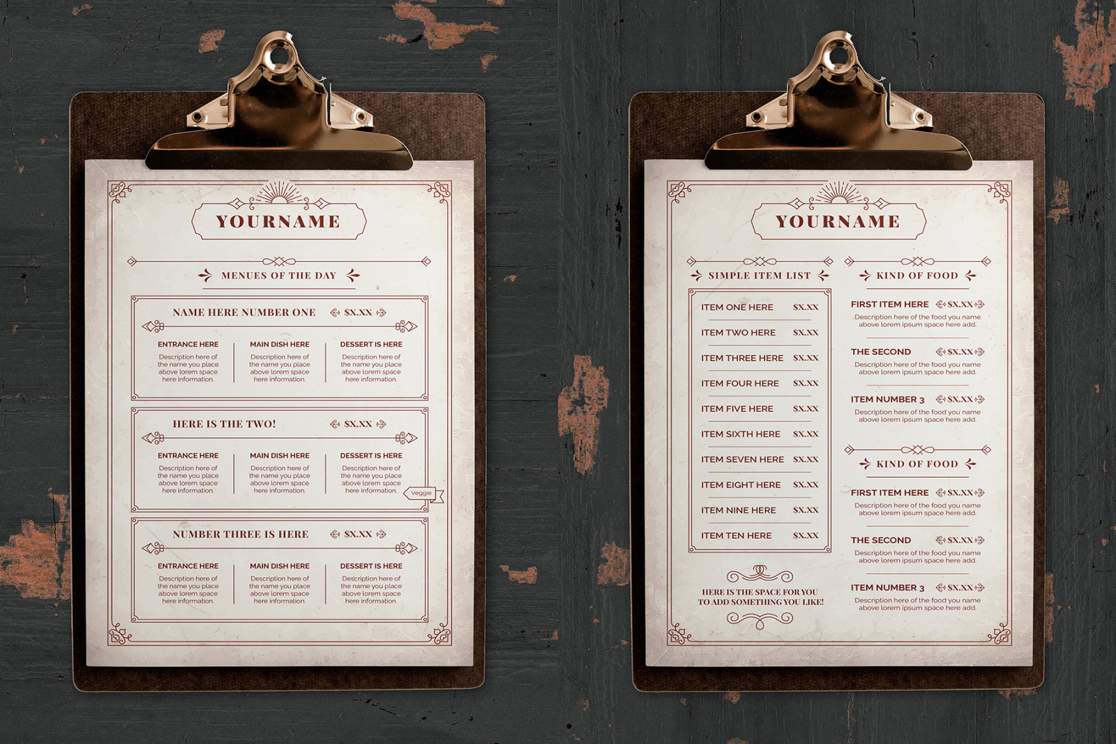 Vintage Bodegon Food Menu Stationery