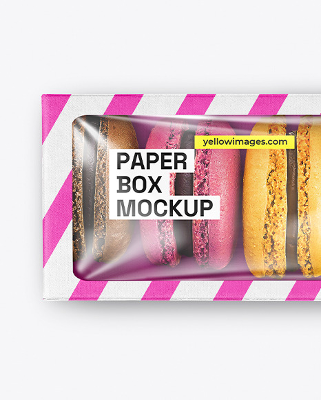 Paper Box With Macarons Mockup